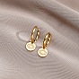 304 Stainless Steel Hoop Earrings, Flat Round with Evil Eye