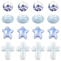 20Pcs 4 Styles Handmade Flower Printed Porcelain Ceramic Beads Strands, Mixed Shape