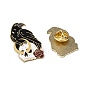 Creative Zinc Alloy Brooches, Enamel Lapel Pin, with Iron Butterfly Clutches or Rubber Clutches, Bird with Skull, Golden