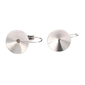 304 Stainless Steel Leverback Earring Settings, with Bumpy Pattern, Cone