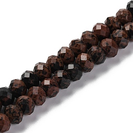 Natural Mahogany Obsidian Beads Strands, Faceted, Rondelle