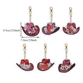 Flower Hat DIY Pendant Decoration Diamond Painting Kit, Including Resin Rhinestones Bag, Diamond Sticky Pen, Tray Plate and Glue Clay and Metal Findings