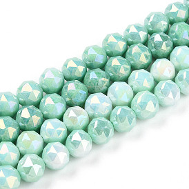 Антикоррозийные гальванические стеклянные бусины, имитация драгоценных камней, круглые, с покрытием AB цвета, граненые, два тона