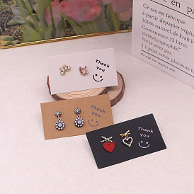 Rectangle Paper Earring Display Cards, Thank You Earrings Cards