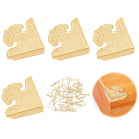 4шт. латунные угловые защитные накладки для коробок, с винтами, для мебели украшения шкатулки, треугольные