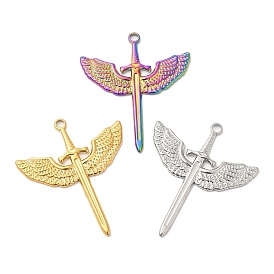 304 Stainless Steel Pendants, Sword with Wing Charm