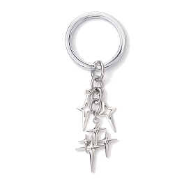 Star Alloy Keychains, with Alloy Split Key Rings