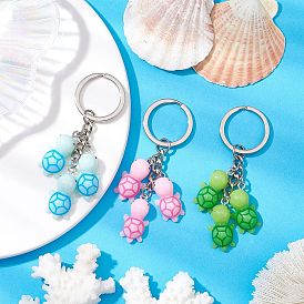 Resin Keychian, with Iron Split Key Rings, Turtles