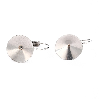 304 Stainless Steel Leverback Earring Settings, with Bumpy Pattern, Cone