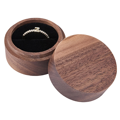 Cajas de madera para guardar anillos con interior de terciopelo, columna