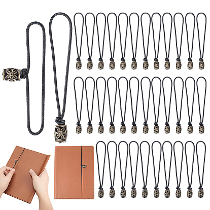 12Pcs Alloy with Polyester Elastic Cord Notebook Straps, Rectangle, Antique Bronze