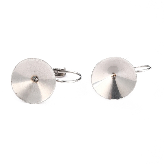 304 Stainless Steel Leverback Earring Settings, with Bumpy Pattern, Cone