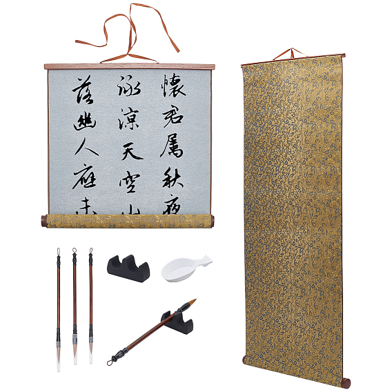 Наборы для практики китайской каллиграфии, включая волшебную ткань для письма водой, китайская каллиграфия кисти, деревянные подставки для кистей и чернильниц для китайской каллиграфии