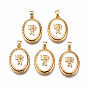 Natural Sea Shell Pendants, with Brass Findings, Nickel Free, Oval with Cupid/Cherub