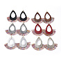PU Leather Dangle Earrings, with Nylon Tassel and Brass Earring Hooks, Teardrop