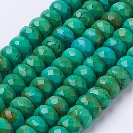 Natural Magnesite Bead Strands, Dyed, Rondelle, Faceted