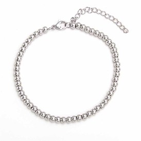 Simple Fashion Round 304 Stainless Steel Beaded Bracelets for Women