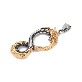 316 Большие подвески из хирургической нержавеющей стали с ионным покрытием (IP), бесконечный драконий шарм