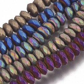 Нити немагнитных синтетических гематитовых бусин с вакуумным покрытием pvd, матовые, граненые, класс А, рондель