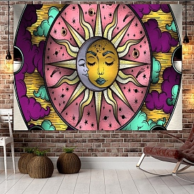 Altar Wiccan Witchcraft Tapestries, Polyester Backdrops, Photography Background Banner for Party Home Decoration, Rectangle with Sun Pattern