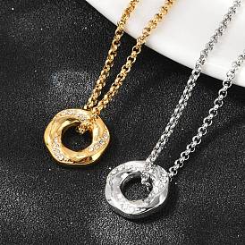 304 ожерелья из нержавеющей стали с шестигранной подвеской и кристаллами из горного хрусталя для женщин