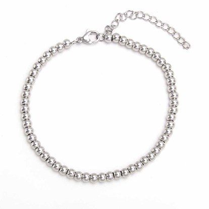 Simple Fashion Round 304 Stainless Steel Beaded Bracelets for Women
