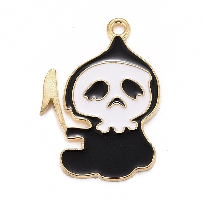 Halloween Alloy Enamel Pandants, Light Gold, Ghost