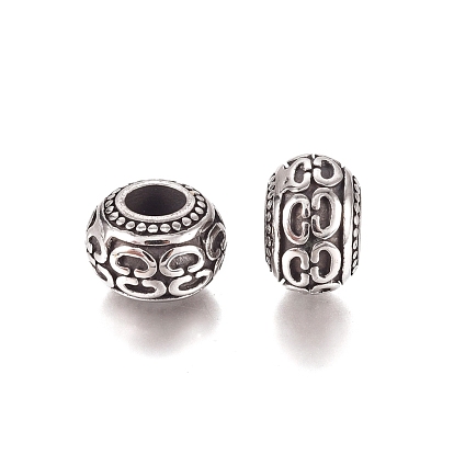 304 Stainless Steel European Beads, Large Hole Beads, Rondelle