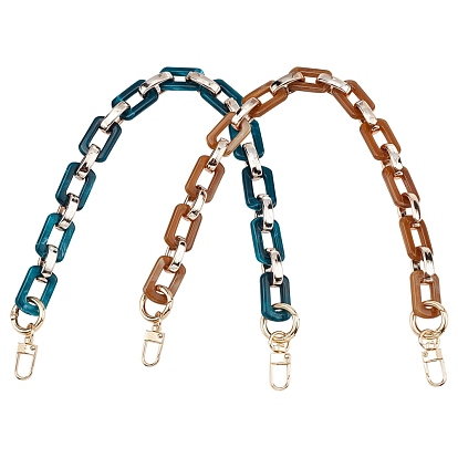 2Pcs 2 Colors Acrylic Cable Chains Bag Handles, with Alloy Clasps, Bag Replacement Accessories