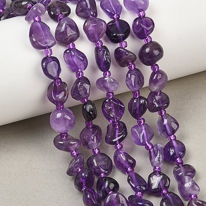 Natural Amethyst Beads Strands, Nuggets, Grage A