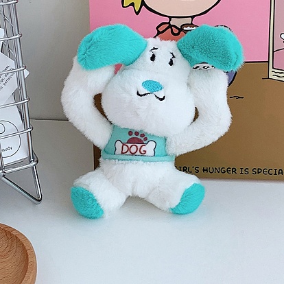 Cute Dog Plush Cotton Doll Pendant Keychain, Pendant Decorations with Alloy Findings
