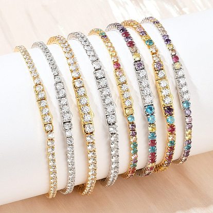 925 теннисные браслеты из стерлингового серебра с микропаве из кубических цирконий для женщин, квадратный