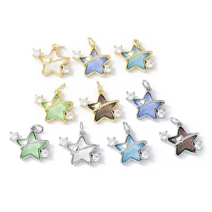 Подвески из латуни микропаве с фианитами и стеклом, звезды прелести, стойки покрытие, долговечный, без кадмия и без свинца, с целью перехода в кольце