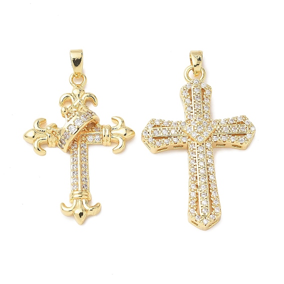 Латунные микро проложить кубического циркония подвески, без кадмия и без свинца, крестик