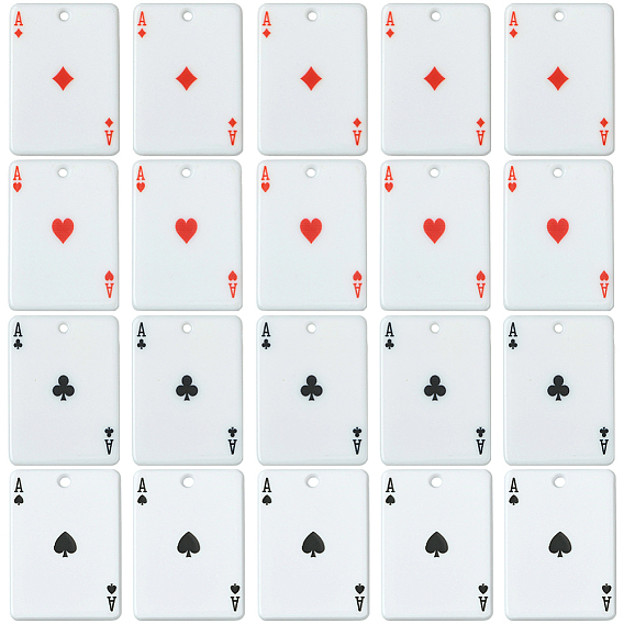 24 шт 4 стили подвески из смолы, игральная карта в форме туза