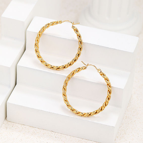 Витые 201 серьги-кольца из нержавеющей стали, простой женский подарок на свидание в отпуске