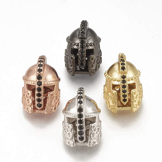 Brass Micro Pave Cubic Zirconia Beads, Helm