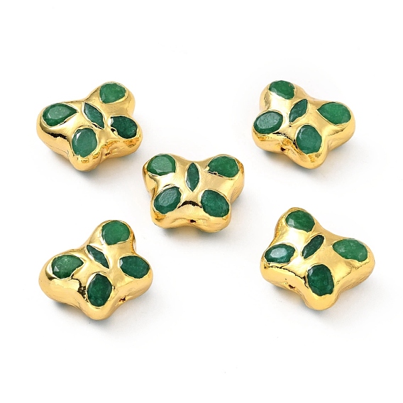 Природные окрашенные нефритовые четки, с латунной фурнитурой золотого цвета, бабочка