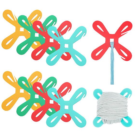 8шт 4 цвета акриловые нити намотки доски, бобины с перекрестным узлом, для вышивания шитья крестиком