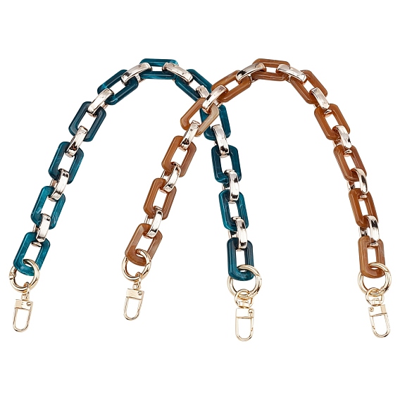 2Pcs 2 Colors Acrylic Cable Chains Bag Handles, with Alloy Clasps, Bag Replacement Accessories