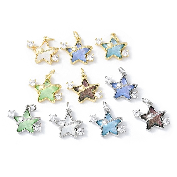 Подвески из латуни микропаве с фианитами и стеклом, звезды прелести, стойки покрытие, долговечный, без кадмия и без свинца, с целью перехода в кольце