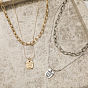 Retro Geometric Double-Layered Pendant Necklace for Women with Chain and Hip-Hop Style