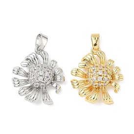 Латунные микро проложить кубического циркония подвески, без кадмия и без свинца, цветок
