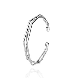 Minimalist Geometric Bracelet Set - 5 Layer Irregular Bangle & 3 Layer Open Cuff Jewelry
