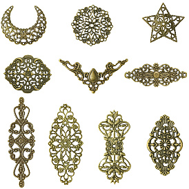 120 шт. 10 стили железные филигранные столярные изделия, гравированные металлические украшения, разнообразные