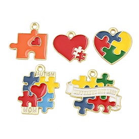 Подвески из эмали и сплава, головоломка, золотые