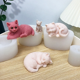 Cat Shape Food Grade Silicone Display Decoration Molds, Resin Casting Molds, Clay Craft Mold Tools