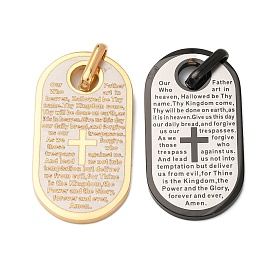 304 подвески из нержавеющей стали, овал с крестом и Библией, вакуумное покрытие pvd