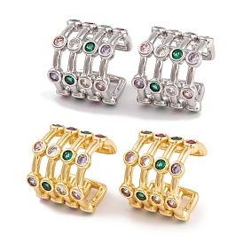 Серьги из латуни с фианитом, без кадмия и без свинца, долговечный, серьги-манжеты