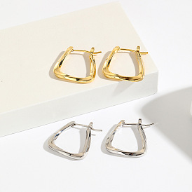 Twisted Square Geometric Earrings - Minimalist, Vintage, French Style Ear Studs.